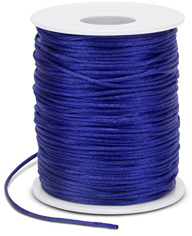 LEREATI Filo Nylon per Braccialetti 1.5mm x 100m Cordoncino Natalizio Cordone di Raso, Cordino per Borse Uncinetto, la Creazione di Gioielli, Fai da Te, Collane, Perline (Blu Reale)