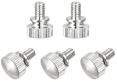 uxcell Knurled Thumb Screws, M4x6mm Brass Shoulder Bolts Grip Knobs Fasteners, Nickel Plated 5Pcs