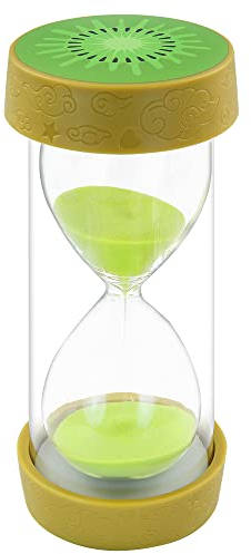Fruit sablier Sable minuterie, sécurité coloré Transparent mesures décoration de Bureau Maison avec Couvercle de Protection Cuisine Compte à rebours Noël Cadeau d'anniversaire(Kiwi, 15 Min)