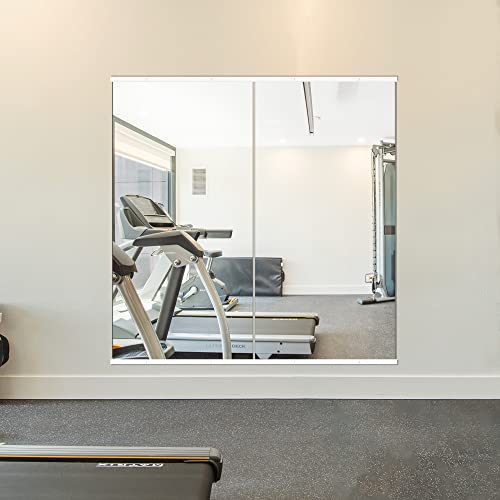 Delma Home Gym Mirror,48''x24''x2PCS White,Large Full Body Tempered Glass Frameless, Wall-Mounted for Gym, Yoga, Garage, Bedroom, Bathroom