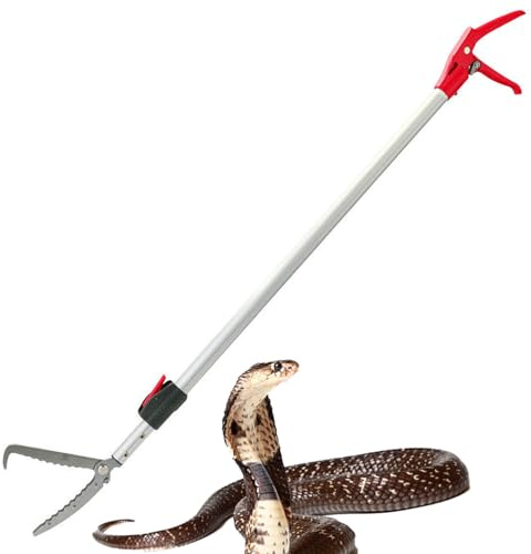 REAYEAXN 55''-87'' Telescopic Snake Grabber Tongs, Professional Reptile Handling Tool with Wide Jaw for Safe Catching & Relocation of Dangerous Snakes,Perfect for Wildlife Experts & Pet Owners