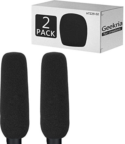 Geekria for Creators Bonnette anti-vent en mousse pour microphones de 3/4'' (2 cm) de diamètre, filtre en mousse éponge compatible avec Audio-Technica AT875R (4¾ pouces/lot de 2)