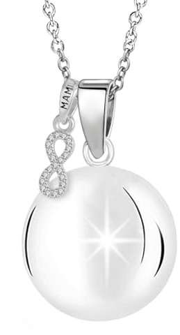 MAMIJUX Llamada ángeles Infinito Mamá Idea Regalo Embarazo Collar Mujer Recordatorio de los Ángeles Cadena Acero, TU, Plata de ley, Circonita cúbica, TU, Plata esterlina, Circonia cúbica