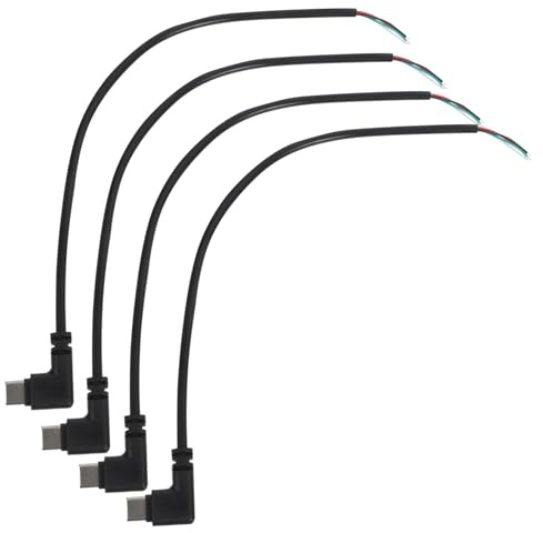 HOMSFOU 4 Stück Rechtwinkliges USB C-Kabel 4-polig Offenes Blankes Kabel PVC für Strom und Datenübertragung Selbstgemacht 90°-stecker
