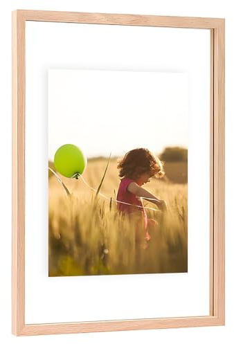 12x16 Floating Picture Frames Double Sided Tempered Glass Oak Wood Picture Frame Floating Display for Photos 11x14,9x12,8.5x11,8x10,5x7,4x6,or Full Display for 12x16 Photos for Christmas,Halloween,Baby Scan,Anniversary,Wedding(Beige)