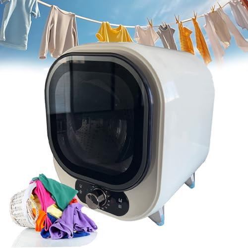 Secadora de Condensador Portátil de 5 Kg, Secadora con Ventilación de Acero Inoxidable de 450 W con Controles Mecánicos, Capacidad de 0,8 Kg, Viento Frío y Caliente, Silencio, Sonda de Control white