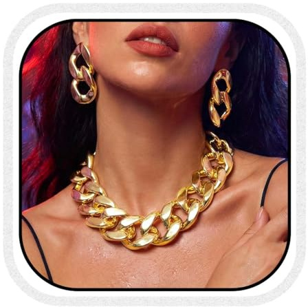 Reaky Punk Necklaces Sets Gold Chunky Necklace Chains Cuban Link Necklaces Accessories for Women