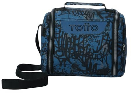 TOTTO - Bolsa Térmica Porta Alimentos 8L, Modelo Resaltador, 25 x 20 x 17 cm, Portameriendas Infantil, Apertura 180º, Asa de Mano, Correa Ajustable, Pasador para Mochila con Ruedas, Color Urban Graph