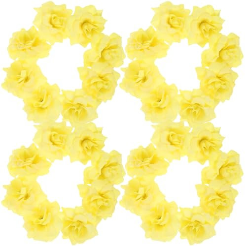 Amosfun 50 Stück Künstliche Rosenblütenköpfe Aus Kunstseide 4cm Gelb Miniaturblumen Für Hochzeit Party Scrapbooking Dekoration Handgefertigt Realistisch
