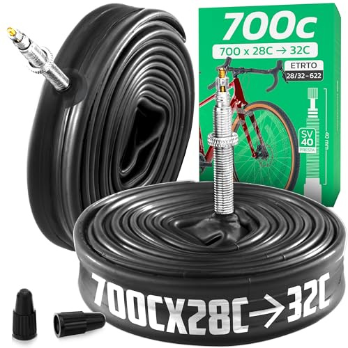 MOOVMOOV Chambre à Air 700 (28 Pouces) - pour Pneus 28-622 (700x28C) ; 30-622 (700x30C) et 32-622 (700x32C) - Valve Presta 40 mm - Lot de 2 - Vélo de Route et de Course