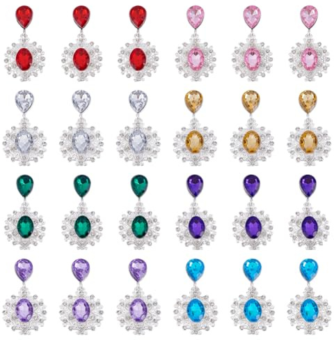 NBEADS 24 Stk. 8 Farben Strass Knopf Verzierungen, Metall Basis Teardrop Knopf Dekoration Strass Cabochon für Schmuck Armband Ohrring Anhänger Craft Making