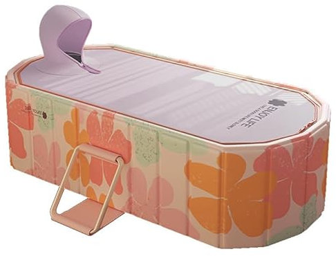 XUDREZ Faltbadewanne Tragbare Sauna SPA Aromatisches Bad für 1 Person Verdickte Zwischenschicht, Freistehend Faltbar mit Deckel, Faltbadewanne für Erwachsene Kinder Eis- und Heißbad 1.2M/3.93FT, Rosa