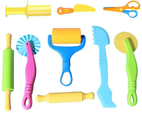 9-teiliges Knetwerkzeug Set für Knetwerkzeug ab 2 Jahre,Robuste Knete Werkzeuge für Knete Play-Doh Zubehör,Knetzubehör,Knete Spielzeug,Knetpresse & Plastilin Werkzeuge für kreatives Spielen mit Knete