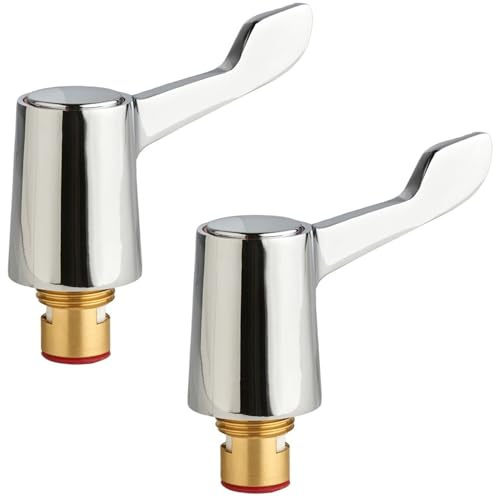 Hiatt Hardware Replacement Chrome Faucet Handles, 2 Pack | 2 pack quarter turn tap levers for bathroom and kitchen brass upgrade for taps; brass construction.