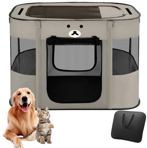 Floving Cerca portátil para Mascotas de 80x60x55cm, Plegable, Rectangular, Sala de partos, Nido de Gato, cabaña para Gatos, casa para Cachorros, casa Cerrada para Mascotas (Gris 2)