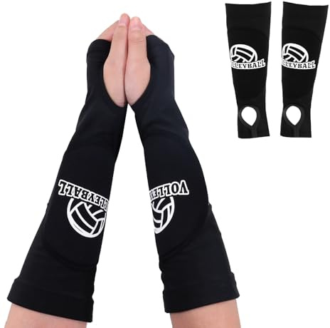 1 paio di manicotti da pallavolo con cuscinetti di protezione e foro per pollice, imbottiti, unisex, imbottiti, per pallavolo, avambraccio, protezione per il polso, per adolescenti e ragazze, per