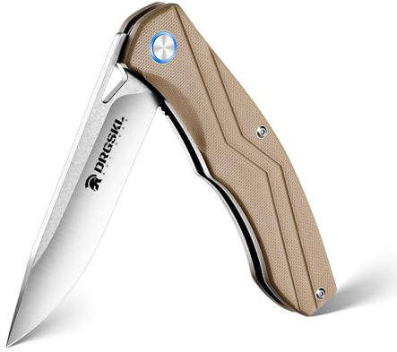 DRGSKL Klappmesser Einhandmesser,Taschenmesser mit geschmiedeter Klinge | Scharfes,Jagdmesser im Indianerstil,für Camping Abenteuer Jagd mit Geschenkboxtige Verarbei