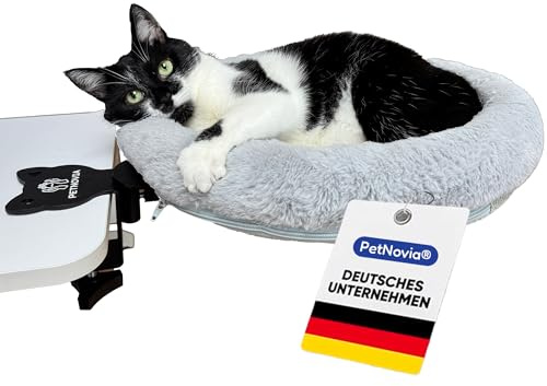 PetNovia Homeoffice Schreibtisch Katzenkorb - Gemütlich Stabil und Waschbar - [40cm Durchmesser] VERSTÄRKT NEU