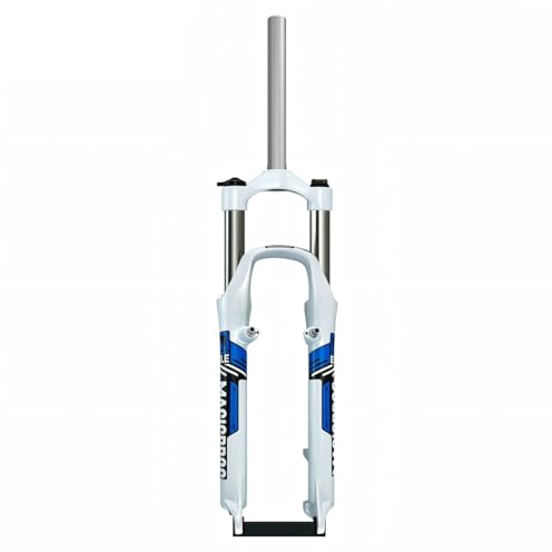 KANGXYSQ 26 Zoll MTB Federgabel Federweg 100mm Mechanische Gabel 1 1/8 Zoll Scheiben-/V-Bremse QR 9 Mm 28,6 Mm Gewindeloser Gabelschaft Gabel Aus Aluminiumlegierung Schulterkontrolle(White Blue)