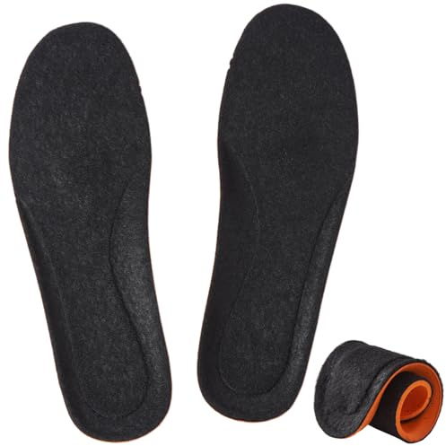 7STROBBS Thermal Memory Foam Insoles for Men Women, Warm Felt Inner Soles, Cushion Fleece Wool Inserts for Winter Shoes, Slippers, Welly, Snow Walking Boots Black UK 10