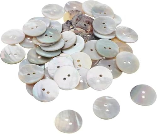 30 Stück graue Perlmuttmuschelknöpfe zum Nähen, Perlmutt-Set, Muschelknöpfe für Kleidung, Blazer, Anzüge, Hemden, Basteln, DIY, 15 mm/18 mm/20 mm, 3 Größen, 2 Löcher, Nähzubehör und Zubehör