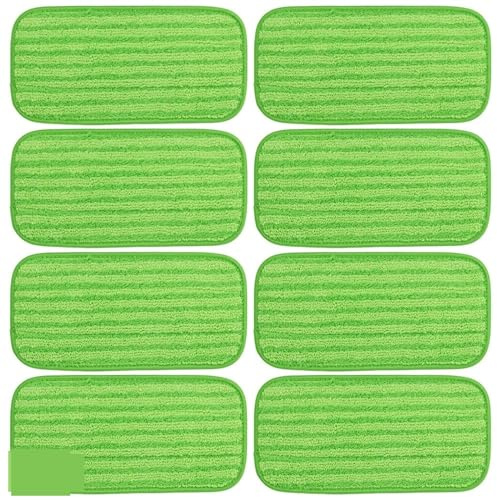 Qklyxr Machine à tampons de vadrouille réutilisables, recharges 12 pouces, for, Jet humide, tampon en microfibre lavable, pulvérisation Tampon pour robot serpillière(8 Pack)