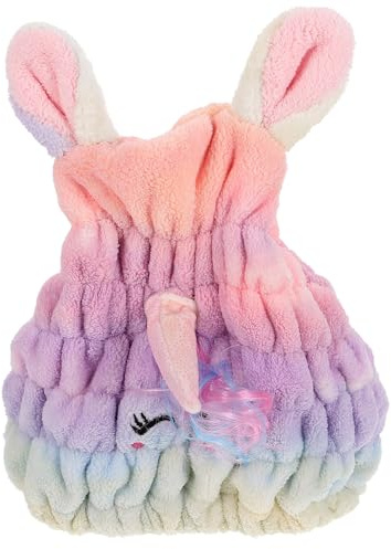 PLAFOPE Haartuch Wickel Einhorn Trockenhaube Korallenfleece Mikrofaser Saugfähig 9.8x8.5 Zoll Für Erwachsene Und Babys Dusche Spa