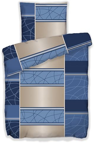 MB Warenhandel24 Bettwäsche Winter Biber Baumwolle attraktive Designs 135x200 + 80x80 cm 2-4 TLG teilig (Blau kariert, 2X ca. 135x200 cm + ca. 2X 80x80 cm)