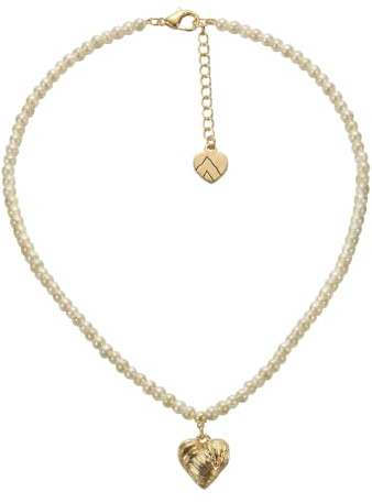 Alpenflüstern Trachten-Perlen-Halskette Knotenherz - elegante Trachtenkette - nostalgischer Damen-Trachtenschmuck, filigrane Dirndlkette (in traditionellen Farben) DHK352