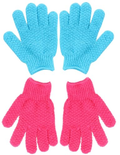 CRAFTHROU Guantes Exfoliantes para Scrub de 4 Piezas en Poliéster, para Eliminar Callos y Tejido Muerto, Ideales para Ducha y Cuidado Corporal