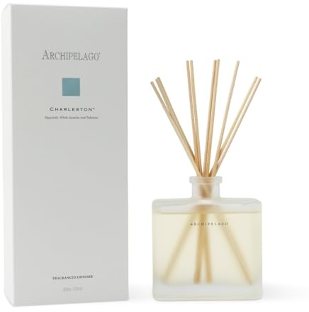 Archipelago Botanicals Charleston Reed Diffuser, Home Fragrance Reed Diffuser, Includes Fragrance Oil, Frosted Glass Vessel & 10 Diffuser Reeds, Perfect for Home, Office or Gift, 7.6 Fl Oz