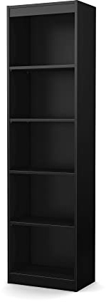 South Shore Axess 5-Shelf Narrow Bookcase, Pure Black, 7270758