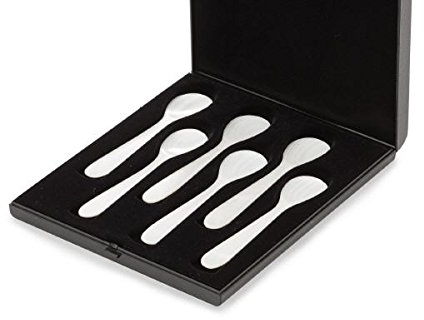 SILBERKANNE Eierlöffelgarnitur Perlmutter 6-TLG. Im Etui L 12,0cm Perlmutt