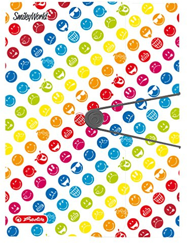 Herlitz 50002092 Gummizugmappe Smiley World Rainbow, 3 Einschlagklappen mit Gummizug, A4, PP