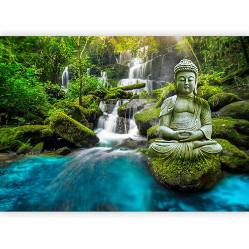 murando Fotomurales Buda 150x105 cm XXL Papel pintado tejido no tejido Decoración de Pared decorativos Murales moderna Diseno Fotográfico Cascada Naturaleza Paisaje c-C-0019-a-b