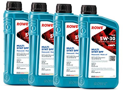 ROWE - 4x 1 Liter ROWE HIGHTEC MULTI SYNT DPF SAE 5W-30 Motorenöl - PKW Motoröl für Modelle mit Abgasnachbehandlung und Turboaufladung