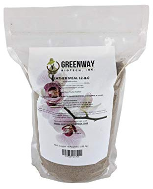 Greenway Biotech, Inc. Organic Feather Meal Fertilizer 12-0-0 Includes 12% Nitrogen Fertilizer for Compost- Free from Heavy Metals & Ideal for Flowers, Fruits, Vegetables, and Plants (4 Pounds)