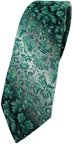 TigerTie Corbata estrecha de diseñador en estampado floral, Verde Antracita Gris Plata, Krawattengröße: ca. Länge 150 cm, Breite 6 cm