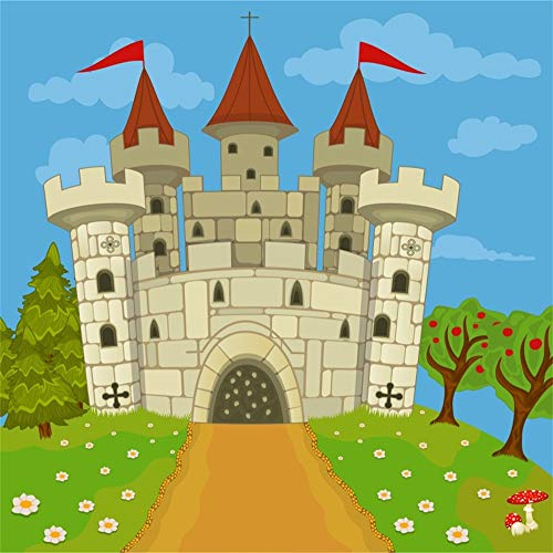 YongFoto 3x3m Vinyle Photographie Toile de Fond Château de Conte de fées Abstrait Pommiers Fleurs Sauvages Chemin de Terre Fond de Studio Photo vidéo Photo Shooting Accessoires