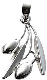 Inmaculada Romero IR 925m Sterling Silber Anhänger Olivenzweig 25mm. Oliven glatte Blätter