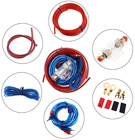 ePathChina Kit di installazione dell'amplificatore, Kit di installazione subwoofer amplificatore cablaggio audio per auto, Cavi per altoparlanti Cavo di alimentazione per auto con portafusibili