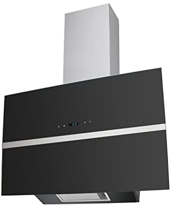WOLKENSTEIN W S4-90A++BTZ Schräghaube | Dunstabzugshaube | Wandhaube | Abluft | Umluft | Schwarzes Glas | 90cm breit | Touch Control | Automatische Öffnung | 558 m³/h Luftstrom
