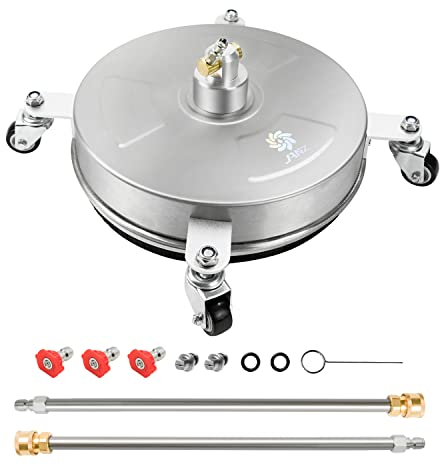 janz 35,6 cm Hochdruckreiniger-Oberflächenreiniger mit 4 Rädern, Edelstahlgehäuse, 6,35 mm Schnellstecker, 2 Verlängerungsstäbe, 2 Ersatzdüsen und 3 Sprühdüsen, 4000 PSI