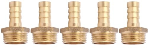 5Pcs Water Hose Connector, Brass Pipe Fitting 10mm Barb x G3/4 BSP Male, Hose Barb Tail Male BSP Thread Connector Joint Copper Coupler Adapter(PC10-06（3/4）)