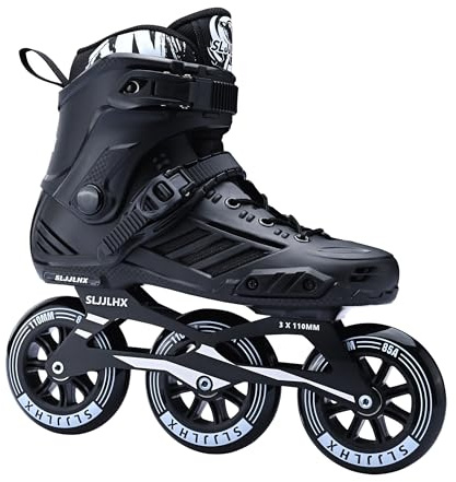 3 hjul inline-skridskor för män kvinnor, professionella rullskridskor för män och kvinnor, högpresterande hastighetsskridskor för vuxna med 110 mm hjul (svart, MEN8/WOMEN9)