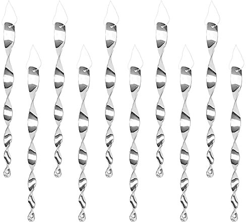 Belvanr 12 Pièces 30cm 360 Degrés Repulsif Oiseaux, Spirale Réfléchissante, Bâtons Réfléchissante Effaroucheur Oiseaux, pour Balcon, Arbres Fruitiers, Potager, Jardin de Maison
