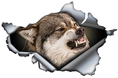 Wolf Kopf Auto Aufkleber,2 Stück Reflektierende Wolf Vinyl Aufkleber, 3D Wolf Realistisch Aufkleber Selbstklebende Wasserdichte Motorhaube Aufkleber Auto Fenster Karosserie Emblem Sticker Auto Styling