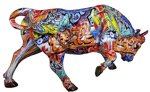 Casablanca Deko Figur Tierfigur Stier - aus Kunstharz im Street Art Design - Farbe: Mehrfarbig Höhe 27 cm