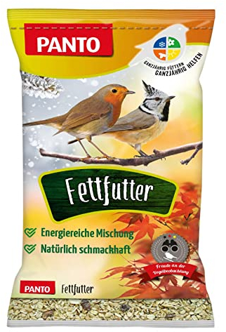 PANTO Fettfutter für Wildvögel 17 x 1 kg – energiereiches Vogel Fettfutter mit Erdnüssen, Getreide & Früchten, ganzjähriges Wildvogelfutter für Körner- und Weichfresser