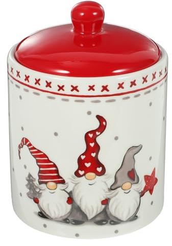 Operitacx Weihnachtskeksdose, Keramikdose, Keksdose, mit Deckel, Teedose, Kaffeedose, Zuckerdose, Süßigkeiten-Aufbewahrung für Lebensmittel, 550ML